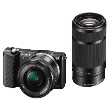 Sony Alpha 5000 Systemkamera (Full HD, 20 Megapixel, Exmor APS-C HD CMOS Sensor, 7,6 cm (3 Zoll) Schwenkdisplay) schwarz inkl. SEL-P1650 & SEL-55210 Objektiv