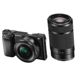 Sony Alpha 6000 Systemkamera (24 Megapixel, 7,6 cm (3") LCD-Display, Exmor APS-C Sensor, Full-HD, High Speed Hybrid AF) inkl. SEL-P 16-50 mm und SEL 55-210 mm Objektiv, 120 x 66,9 x 45,1 mm, schwarz